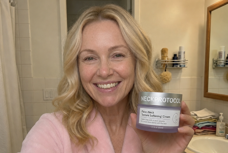 Customer holding skincare system
